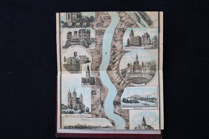 1900'S PANORAMA VOM RHEIN MAINZ-COLN FOLD-OUT HARDCOVER BOOK - K 2360
