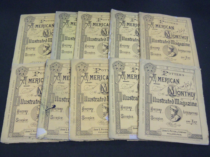 1875 POTTER'S AMERICAN MONTHLY ILLUSTRATED MAGAZINE LOT OF 10 ISSUES - WR 192