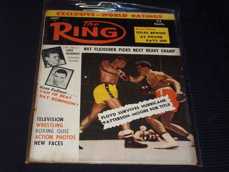 1956 AUGUST THE RING MAGAZINE - HURRICANE & PATTERSON FRONT COVER - E 4659