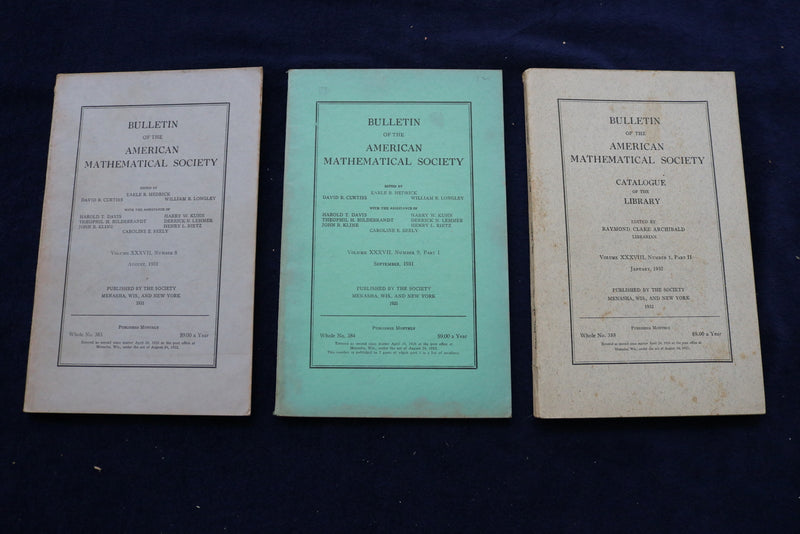 1928-1932 AMERICAN MATHEMATICAL SOCIETY BULLETIN - LOT OF 12 - O 3371