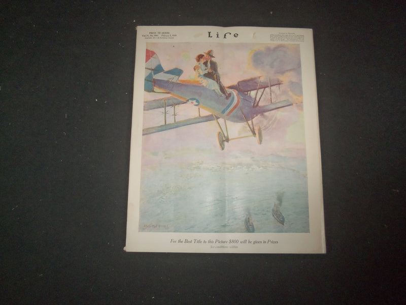1918 FEBRUARY 7 LIFE MAGAZINE - BEST TITLE TO THIS PICTURE WORTH $800 - L 766R