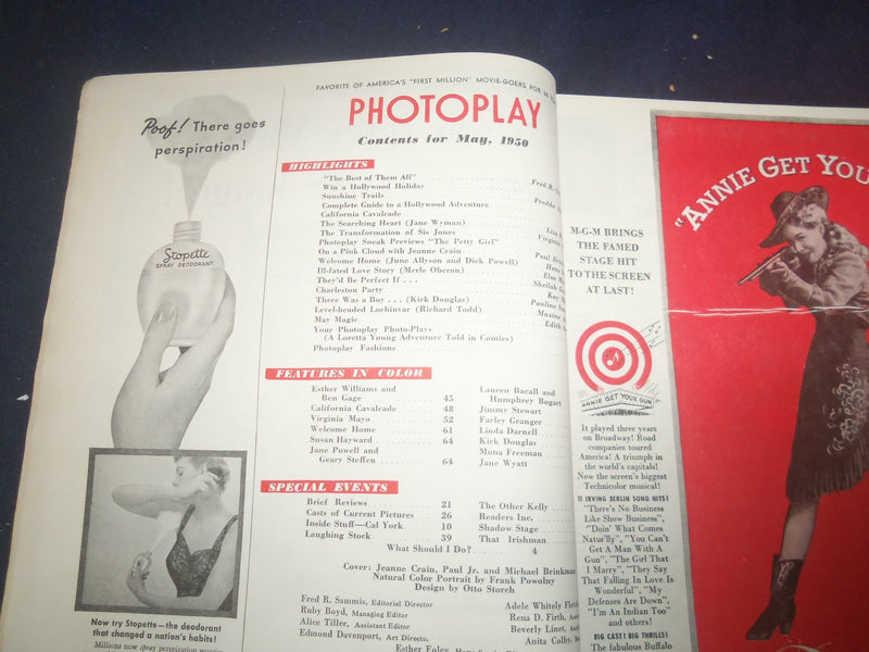 1950 MAY PHOTOPLAY MAGAZINE - JEANNE CRAIN COVER - F 251O