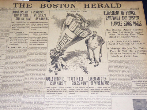 1910 JUNE 23 THE BOSTON HERALD - MAY BE LAST BIG BOOT IN YEARS -SULLIVAN- BH 345