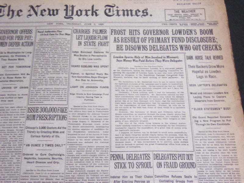1920 JUNE 3 NEW YORK TIMES - BABE RUTH HITS 3 MORE HOME RUNS - NT 6943