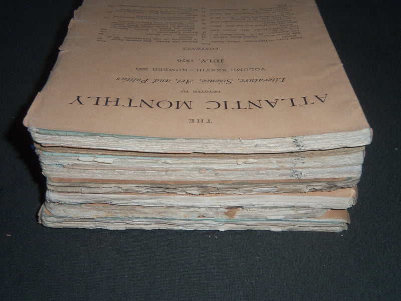 1876 THE ATLANTIC MONTHLY MAGAZINE LOT OF 9 - O. W. HOLMES - JEWETT - WR 308