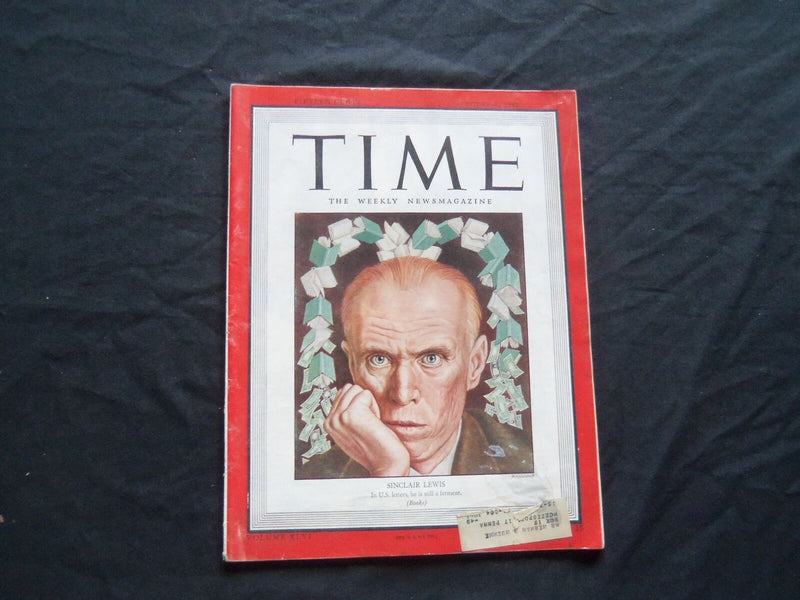 1945 OCTOBER 8 TIME MAGAZINE - SINCLAIR LEWIS - T 989