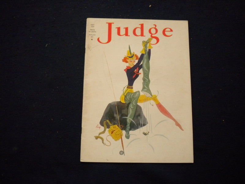 1937 MAY JUDGE MAGAZINE- FISHING WOMAN TAKES OFF BOOT AND FISH COMES OUT- B 439F