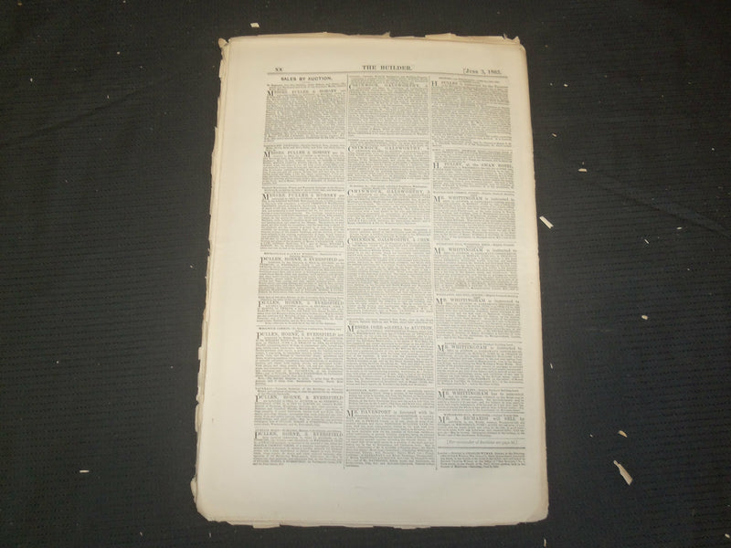 1865 JUNE 3 THE BUILDER ARCHITECT MAGAZINE - ILLUSTRATIONS - ST 415Q