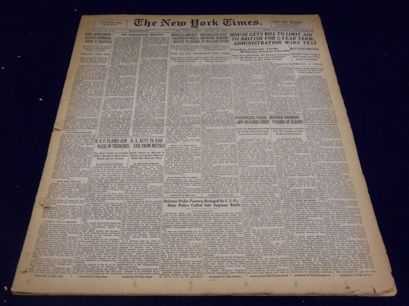 1941 JAN 14 NEW YORK TIMES - HOUSE GETS BILL TO LIMIT AID TO BRITISH - NT 1315