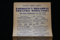 1960'S EMERGENCY BROADWAY THEATRE DIRECTORY - ZERO MOSTEL - UTA HAGEN - K 1904