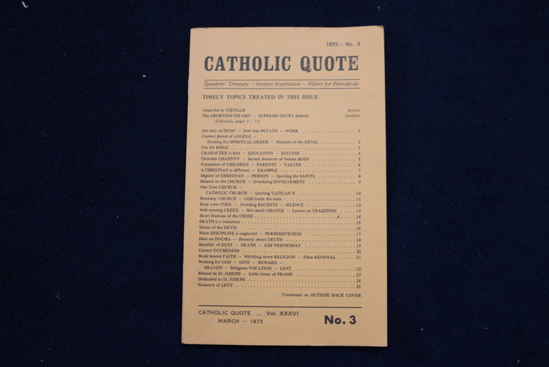 1973 CATHOLIC QUOTE MONTHLY MAGAZINE - LOT OF 5 - O 3632
