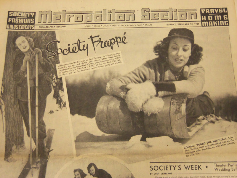 1939-1945 PHILADELPHIA RECORD METROPOLITAN NEWSPAPER SECTIONS LOT OF 13 - UP 69