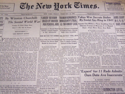 1949 FEBRUARY 11 NEW YORK TIMES - MINDSZENTY TRIAL 'INFAMOUS' - NT 3220