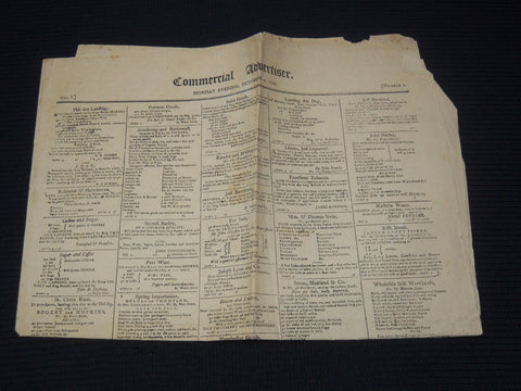 1797 OCTOBER 2 COMMERCIAL ADVERTISER NEWSPAPER - VOLUME 1 NO. 1 - NP 8952