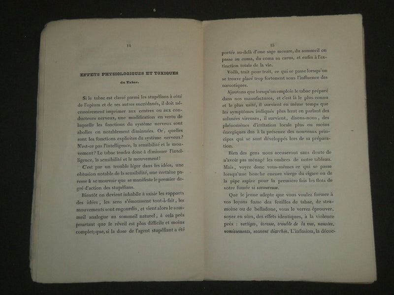1843 DE L'ACTION DU TABAC SUR LA SANTE BOOK BY B. BOUSSIRON- FRENCH - J 4761