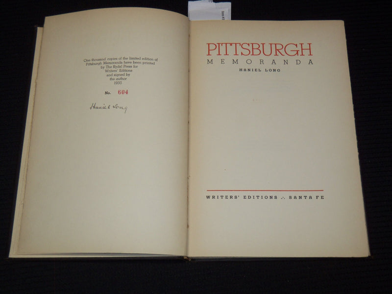 1935 PITTSBURGH MEMORANDA BOOK SIGNED BY HANIEL LONG - LIMITED - KD 4583H