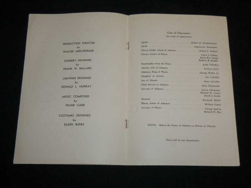 1957-1961 UNIVERSITY OF CONNECTICUT THEATRE PROGRAM LOT OF 4 - ALCESTIS - J 6756