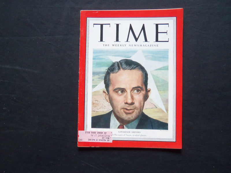 1952 SEPTEMBER 29 TIME MAGAZINE - GOVERNOR ALLAN SHIVERS - T 1350