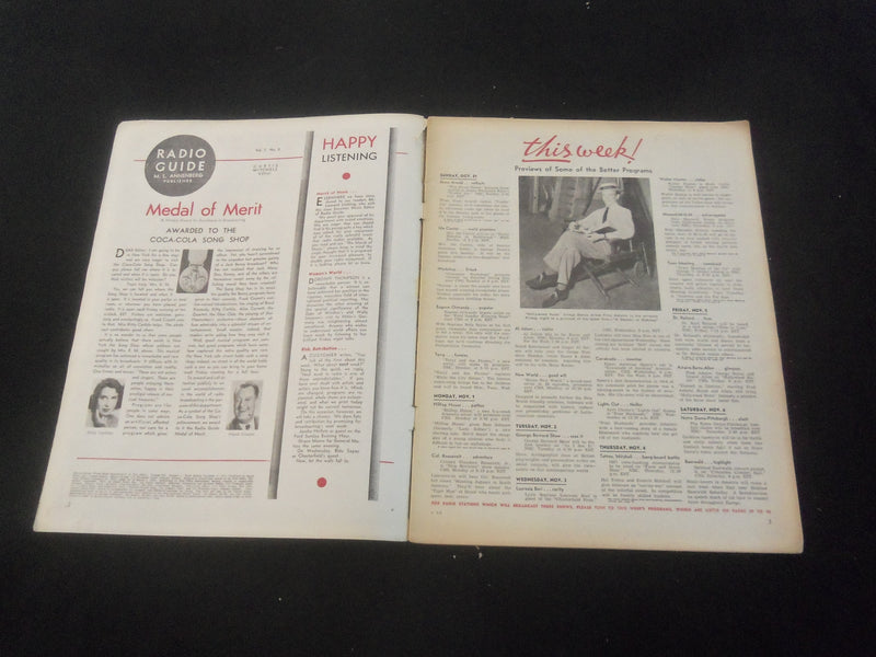 1937 NOVEMBER 6 RADIO GUIDE MAGAZINE - TYRONE POWER COVER - SP 9517H