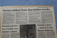 1980 DECEMBER 9 THE EVENING SUN - JOHN LENNON MURDERED - BALTIMORE, MD - NP 9214