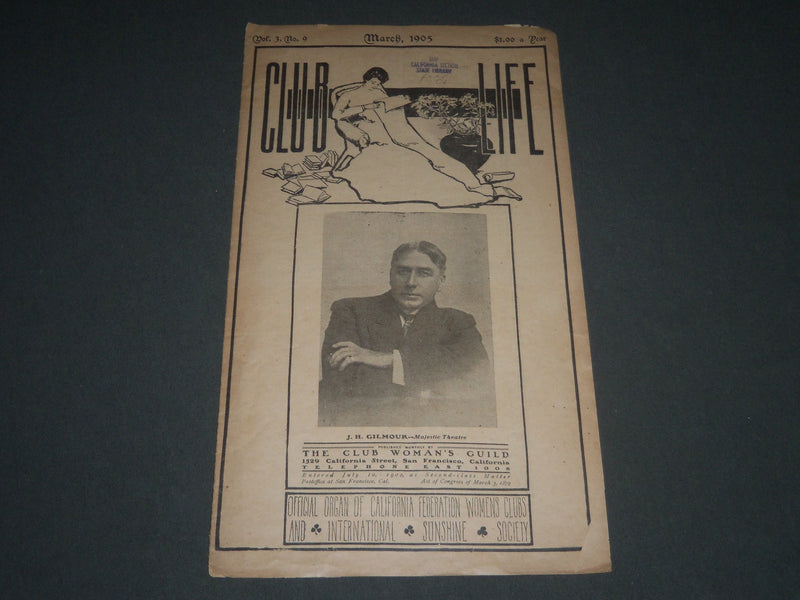 1905 MARCH CLUB LIFE WOMAN'S GUILD MAGAZINE - J. H. GILMOUR COVER - J 2578