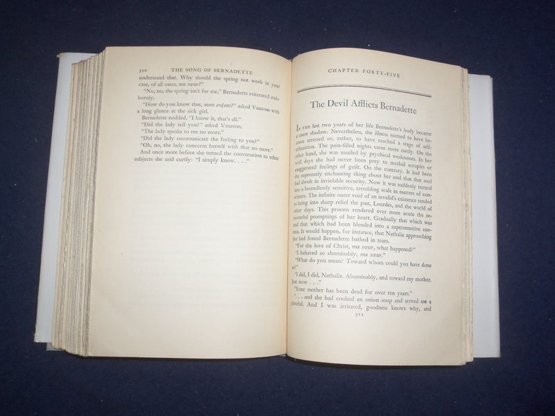 1942 THE SONG OF BERNADETTE HARDCOVER BOOK BY FRANZ WERFEL- KD 8172