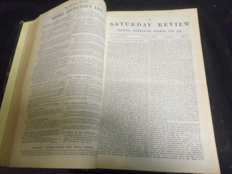 1889 SATURDAY REVIEW 2 BOUND VOLUMES - COMPLETE YR- PUBLISHED IN LONDON - R 1097