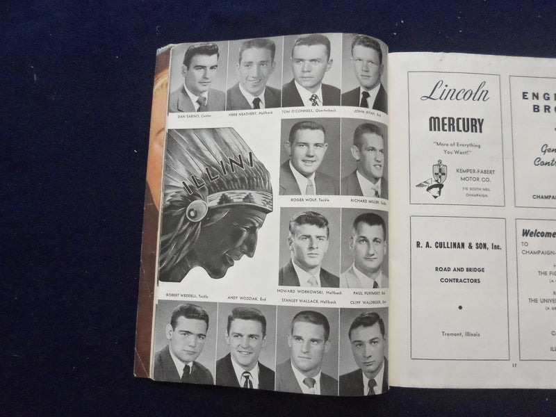 1952 OCTOBER 11 FOOTBALL PROGRAM - UNIV WASHINGTON VS. UNIV ILLINOIS - SP 5454P