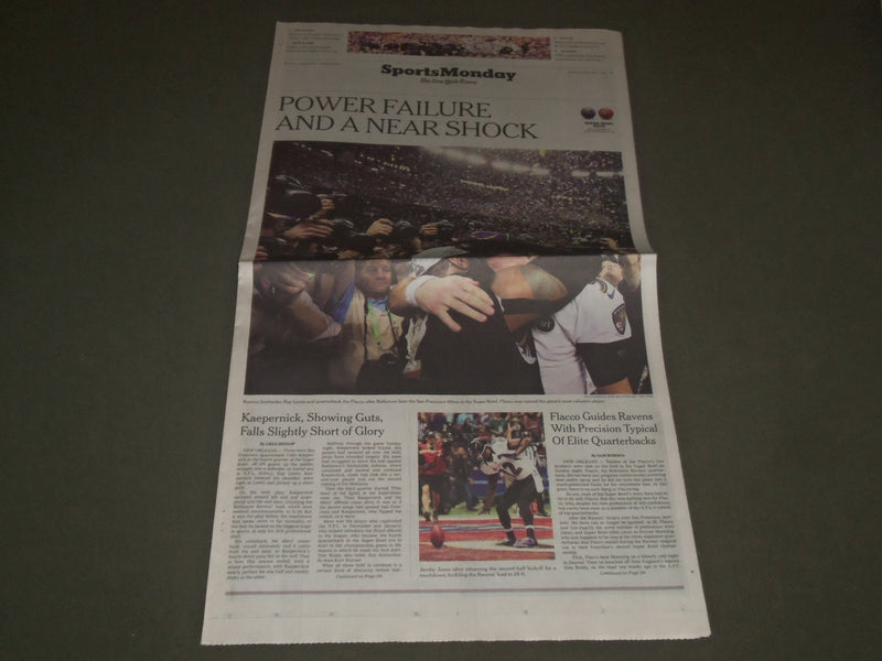 2013 FEB 4 NEW YORK TIMES NEWSPAPER - RAVENS BEAT 49ERS IN SUPER BOWL - NP 2730