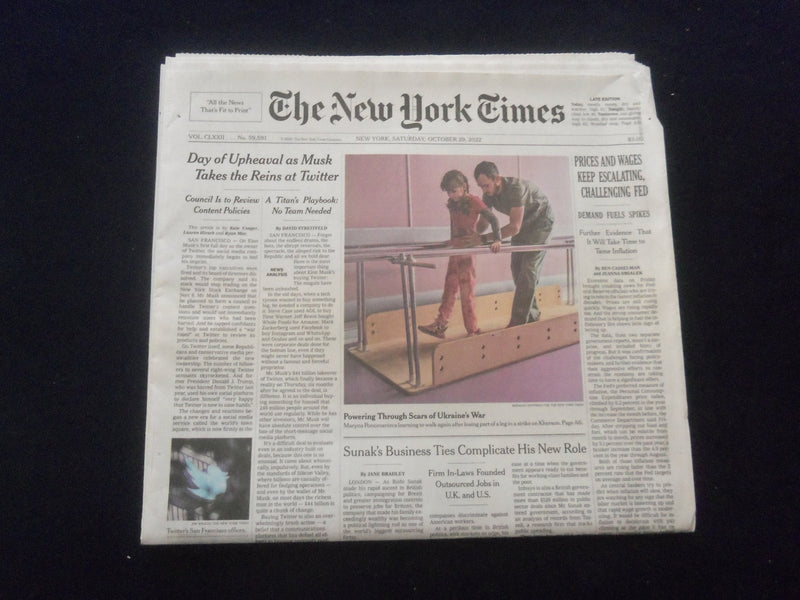 2022 OCT 29 NEW YORK TIMES - PRICES AND WAGES KEEP ESCALATING, CHALLENGING FED