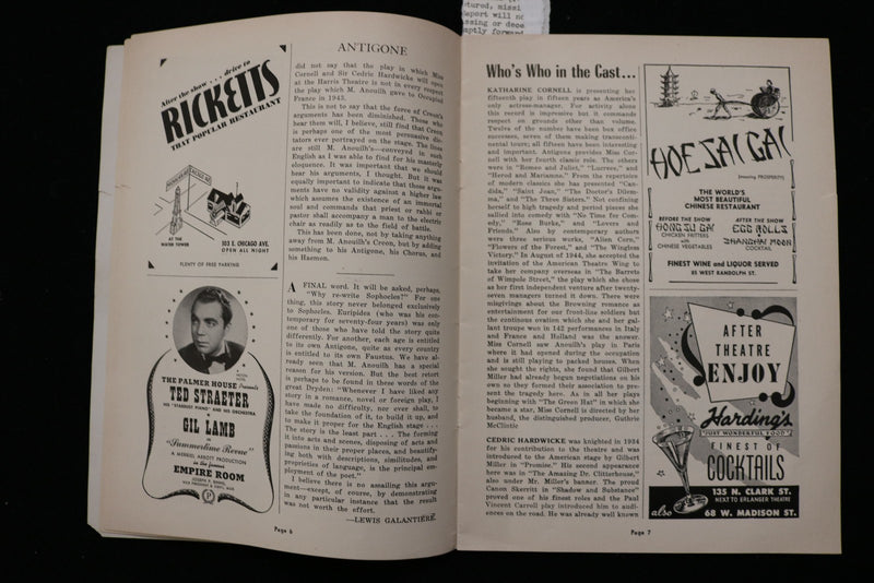 1946 CANDIDA PROGRAM - MARLON BRANDO-KATHARINE CORNELL-CEDRIC HARDWICKE - K 3036