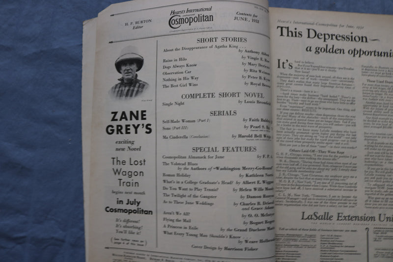 1932 JUNE COSMOPOLITAN MAGAZINE - HARRISON FISHER COVER - GREAT ADS - ST 1001T
