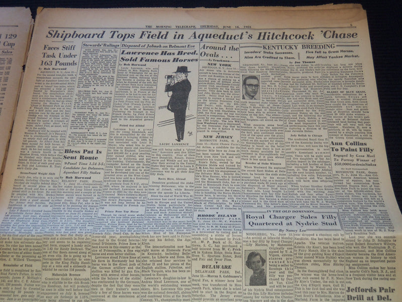1955 JUNE 16 MORNING TELEGRAPH NEWSPAPER - NASHUA - SWAPS - NP 5816