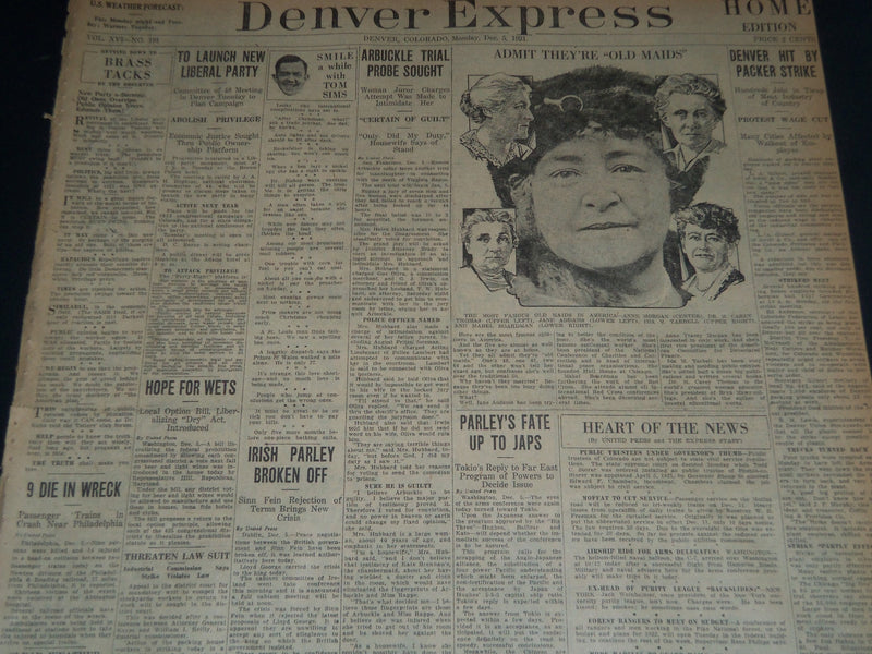 1921 DENVER EXPRESS NEWSPAPER LOT OF 7 - FATTY ARBUCKLE TRIAL - NTL 87