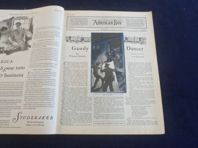 1932 MARCH AMERICAN BOY MAGAZINE - CHARLES LIVINGSTON BULL COVER - ST 7066