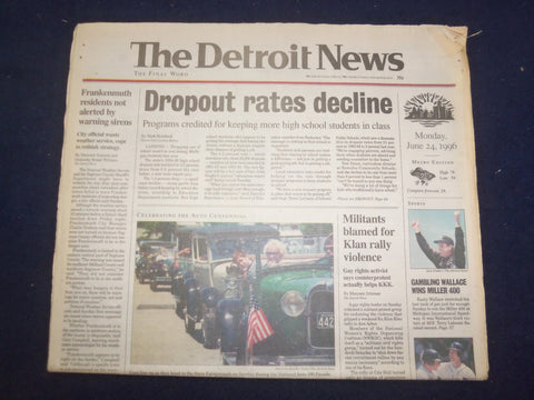 1996 JUNE 24 THE DETROIT NEWS NEWSPAPER - DROPOUT RATES DECLINE - NP 7193