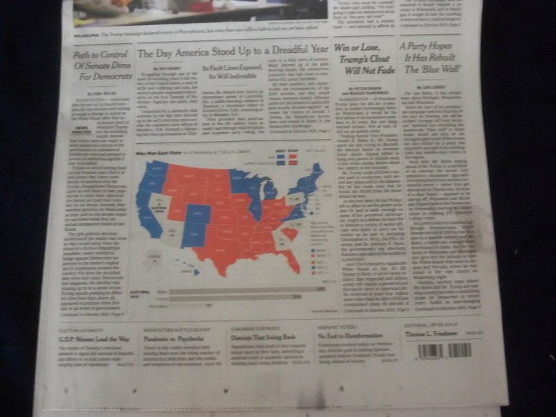 2020 NOV 5 NEW YORK TIMES- BIDEN BUILDS EDGE IN CRUCIAL STATES, TRUMP CHALLENGES