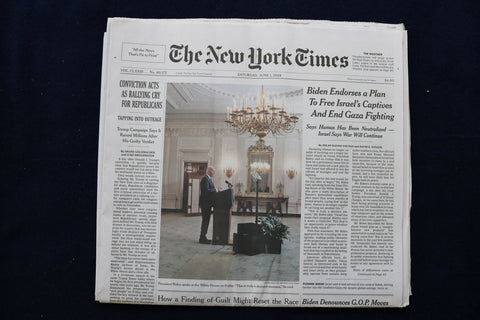 2024 JUNE 1 NEW YORK TIMES - BIDEN ENDORCES A PLAN TO FREE ISRAEL'S CAPTIVES
