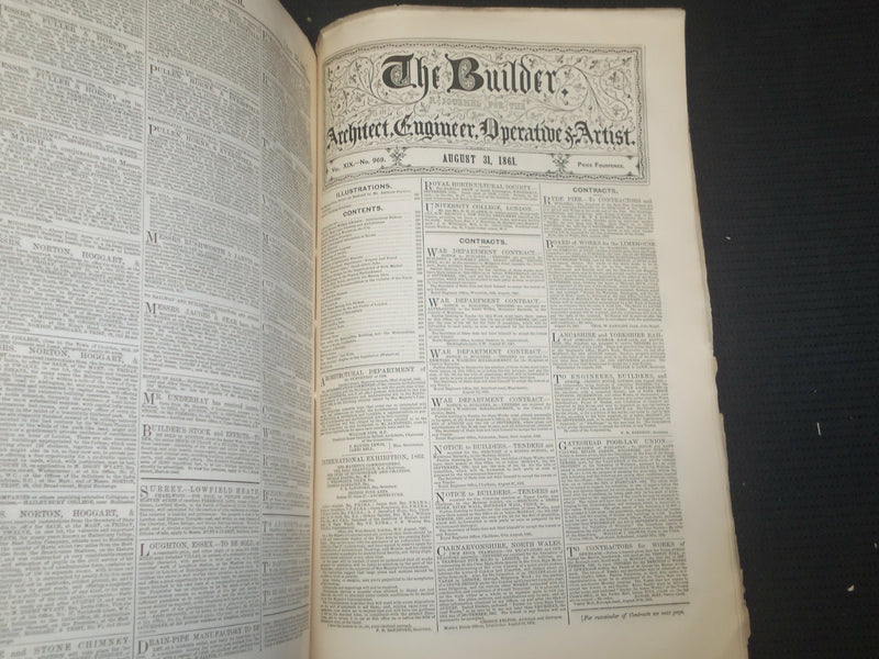 1861 AUGUST THE BUILDER ARCHITECT MAGAZINE - 5 ISSUES - ILLUSTRATIONS - ST 416M