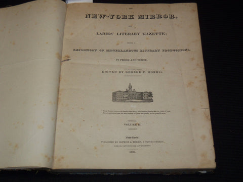 1824-1825 NEW YORK MIRROR AND LADIES GAZETTE BOUND VOLUME NO. 2 - KD 4675L