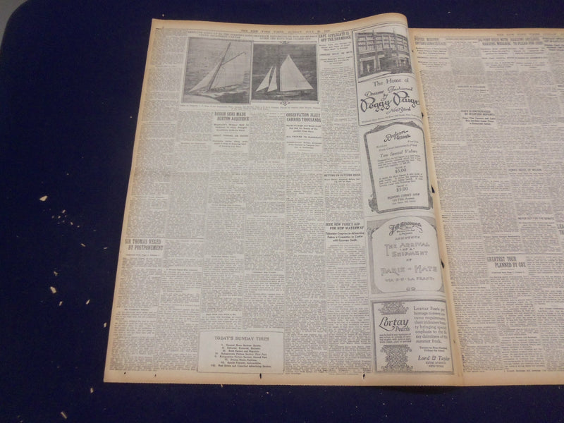1920 JULY 25 NEW YORK TIMES - FINAL CUP RACE OFF TILL TOMORROW - NT 9338