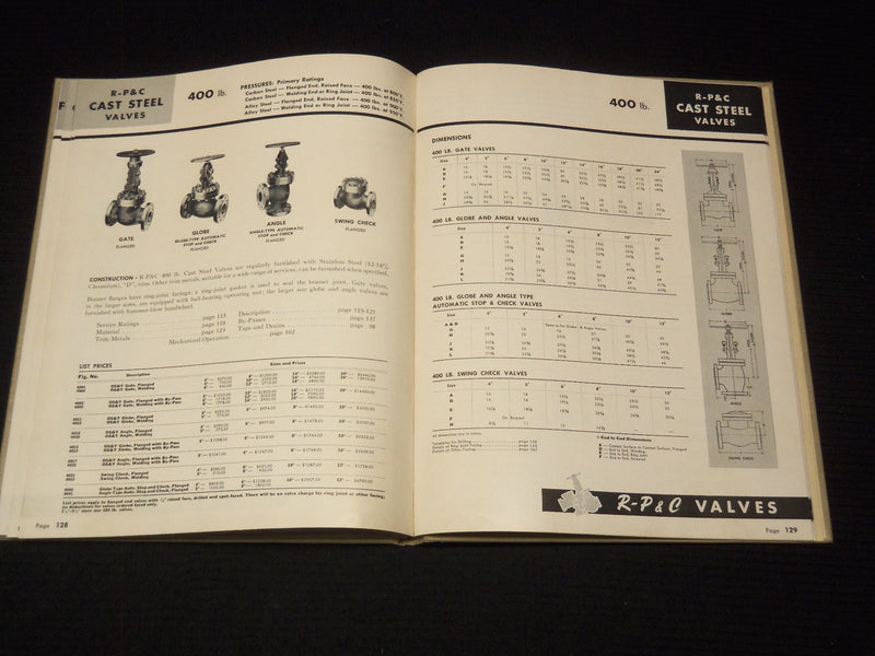1954 R-P & C VALVES AND STEEL FITTINGS CATALOG NO. 9 - READING, PA - KD 6524M