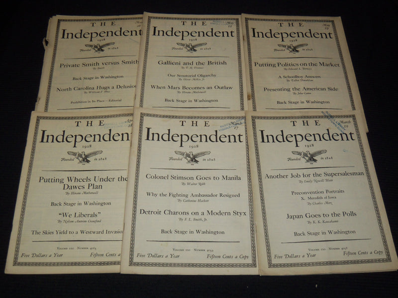 1928 THE INDEPENDENT WEEKLY MAGAZINE LOT OF 24 ISSUES - ARTICLES & ADS - WR 704