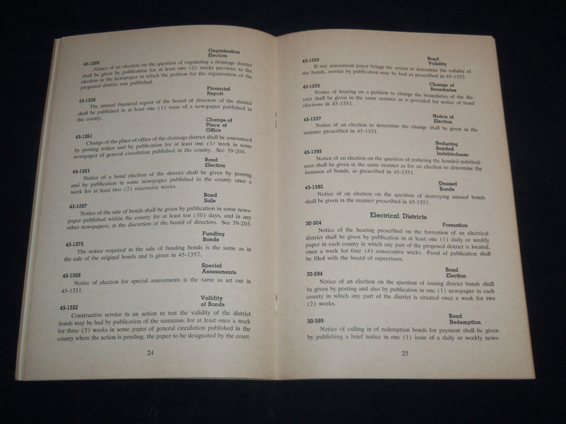 1961 STATUTES OF ARIZONA RELATING TO NOTICE BY NEWSPAPER PUBLICATION - J 8730