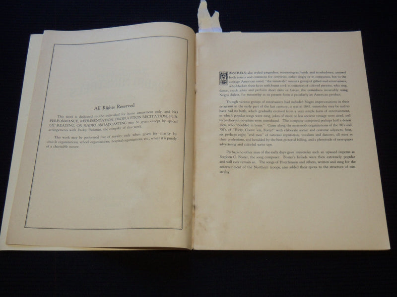 1928 DAILEY PASKMAN'S RADIO MINSTRELS SONG BOOK - SOFTCOVER - J 8034