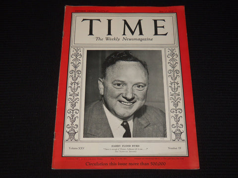 1935 MAY 13 TIME MAGAZINE - SENATOR HARRY FLOOD BYRD - T 469