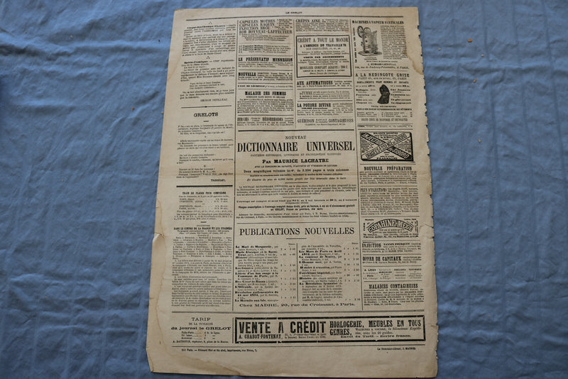 1873 AUGUST 17 LE GRELOT NEWSPAPER - CROQUIS DE SAISON - FRENCH - NP 8631