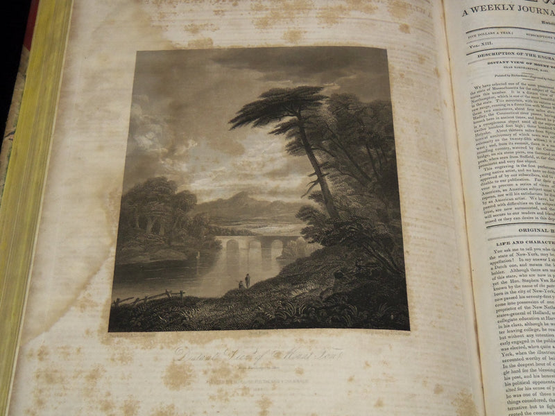 1835-1836 NEW YORK MIRROR AND LADIES GAZETTE BOUND VOLUME - ENGRAVINGS - R 89S