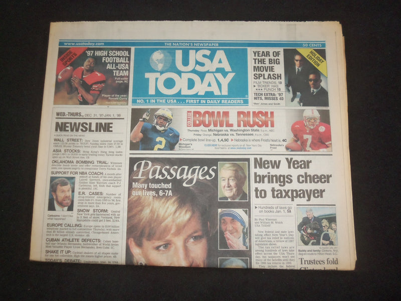 1997 DEC 31 - 1998 JAN 1 USA TODAY NEWSPAPER - NEW YEAR TAXPAYER CHEER - NP 7898