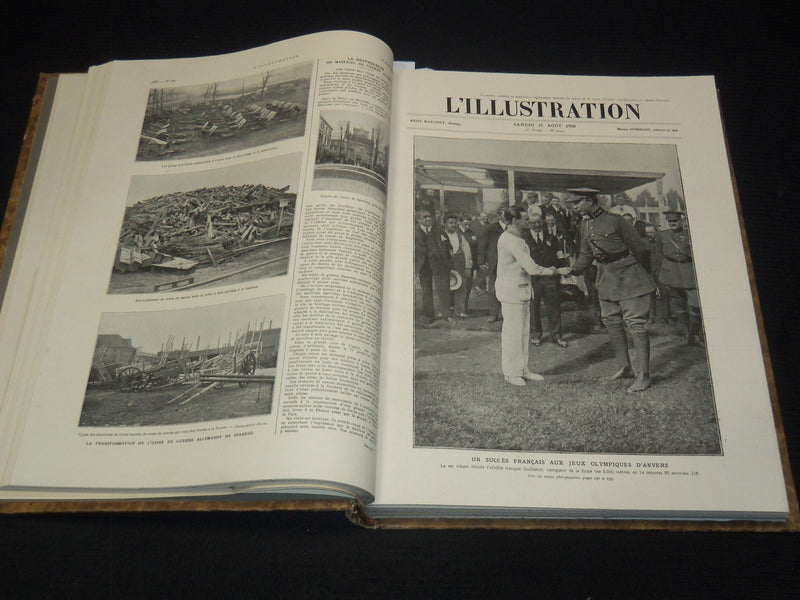 1920 L'ILLUSTRATION FRENCH MAGAZINE BOUND VOLUME SET OF 2 - FULL YEAR